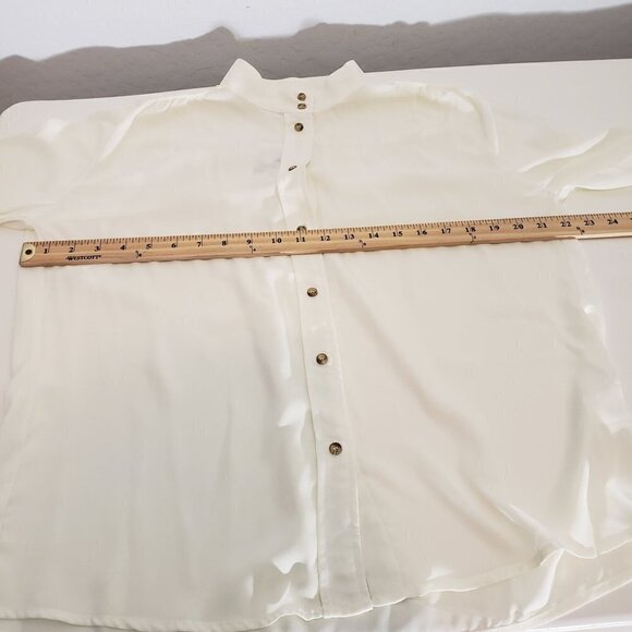 Everly Sheer long sleeve button down blouse size L NWT - Picture 8 of 9